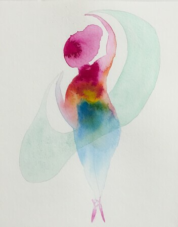 Untitled - dancer, 8"x10", watercolour and ink on paper